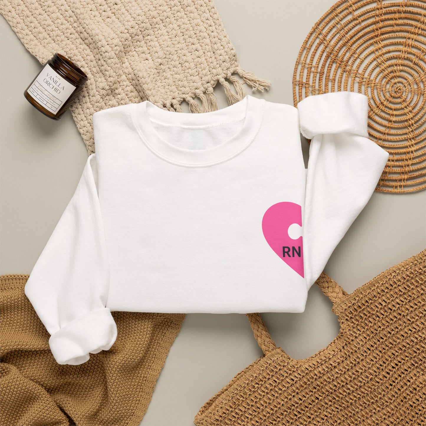 RN Heart Patch Sweatshirt — “I Bring The Meds” Nurse Crewneck