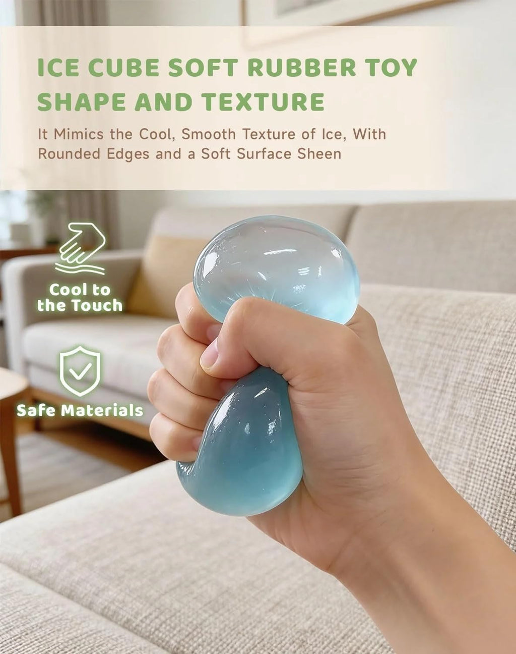 Coconut Oil Squishy, Coconut Oil Slow Rising Squeeze Stress Ball Clear Jelly Bubblegum Texture Coconut Oil Squishy Toy (Blue)