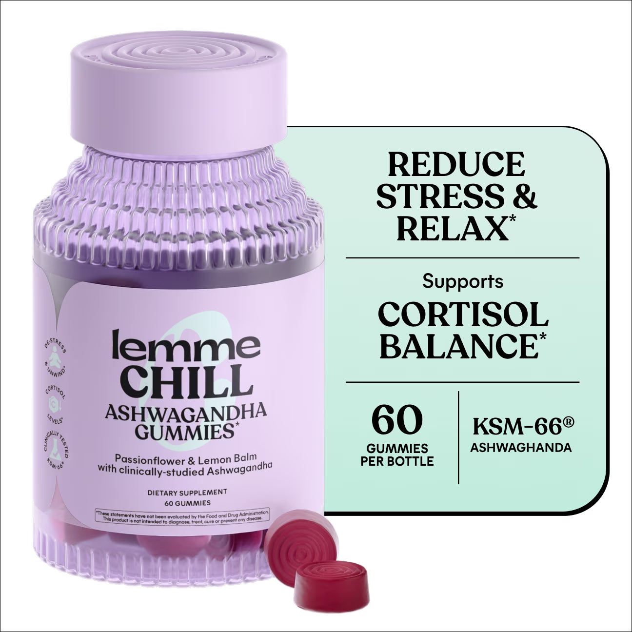 Chill De-Stress Gummies, Mixed Berry Flavored, 60 Count