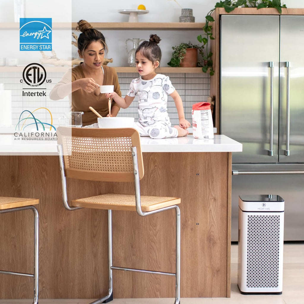 Medify MA-40 Air Purifier with HEPA Filter | 1,793 Ft² Coverage in 1Hr for Smoke, Wildfires, Odors, Pollen, Pets | Quiet Removal to 0.3 Microns | White, 1-Pack