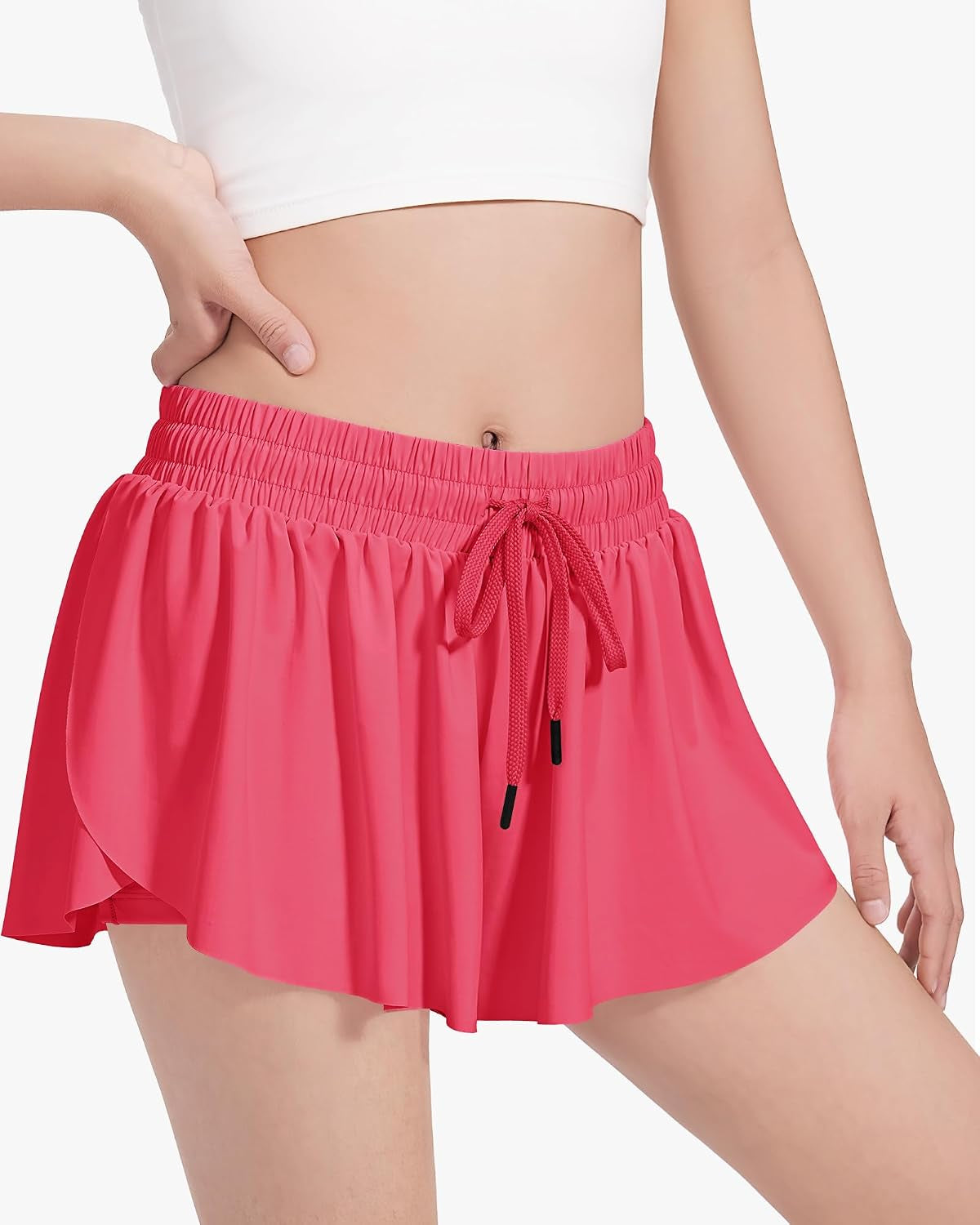 Girls Butterfly Shorts Flowy Athletic Shorts for Dance Cheer 5-14Y | Kids Skorts Preppy Shorts with Pocket Cool Material