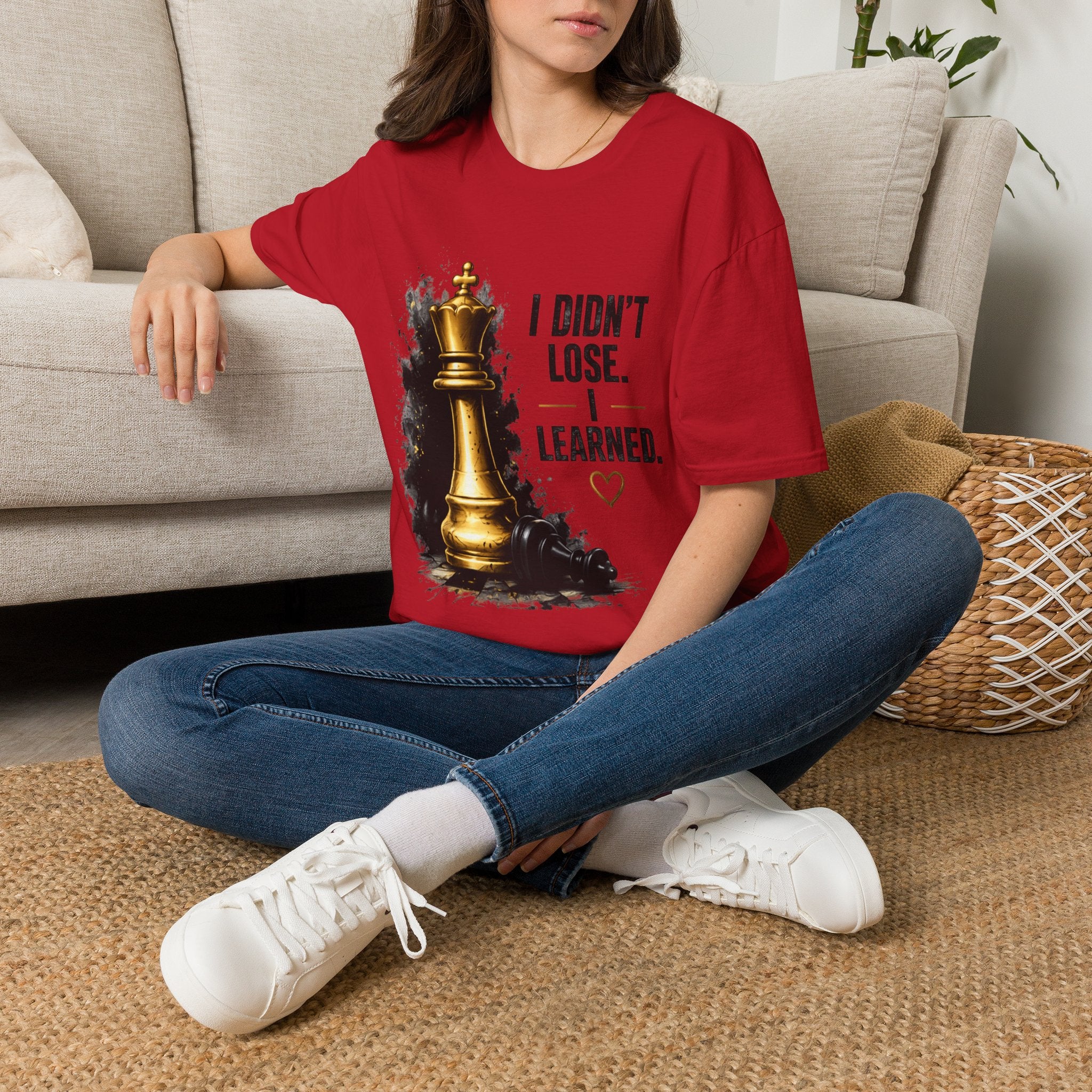 I Didn't Lose I Learned T-Shirt | Gold Chess King Motivational Tee