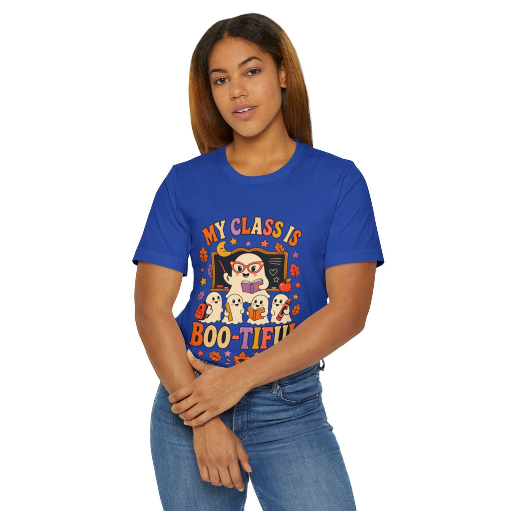 Teacher Halloween T‑Shirt — "My Class Is Boo-tiful" Cute Ghost Classroom Tee