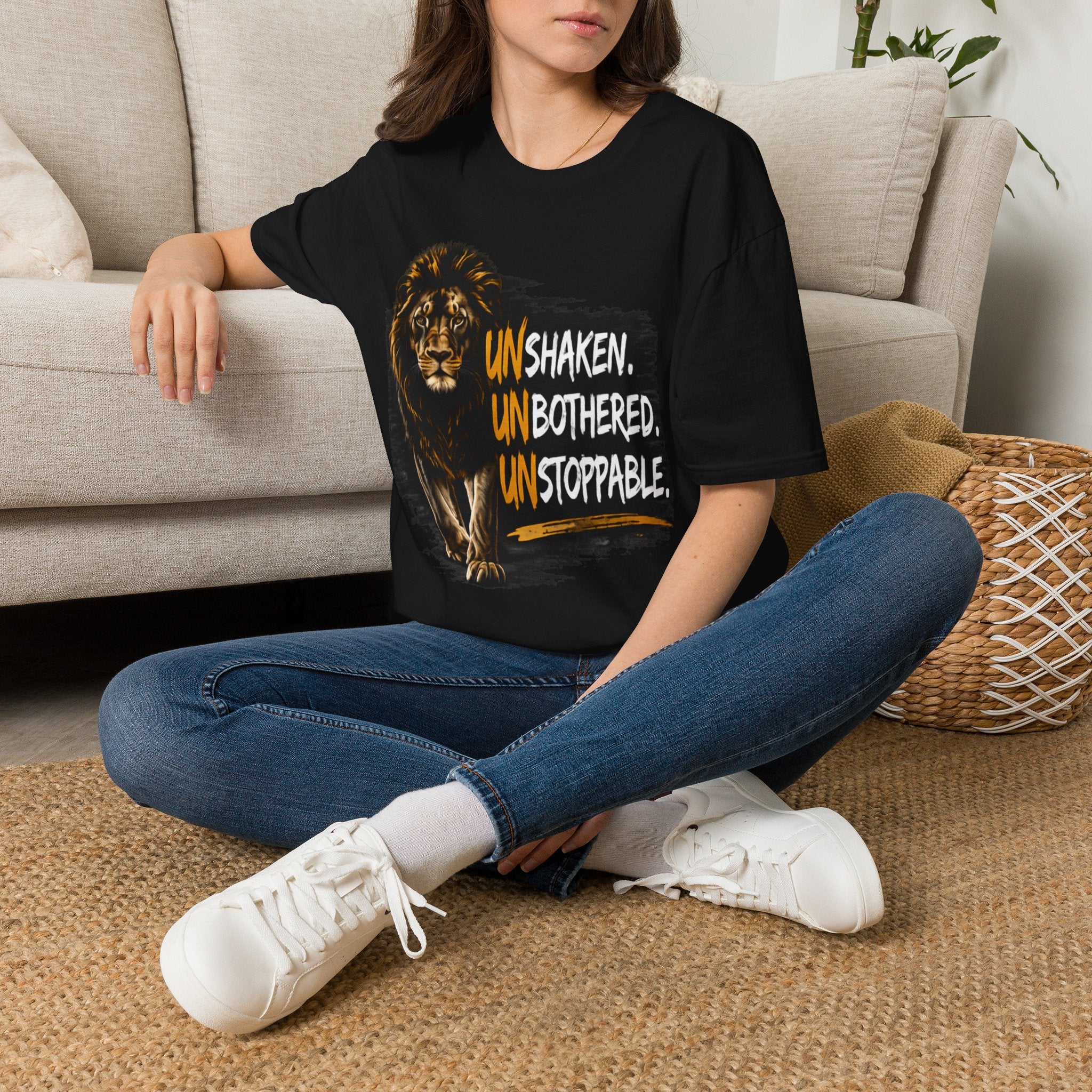 Lion Unshaken Unbothered Unstoppable T-Shirt | Lion Graphic Tee