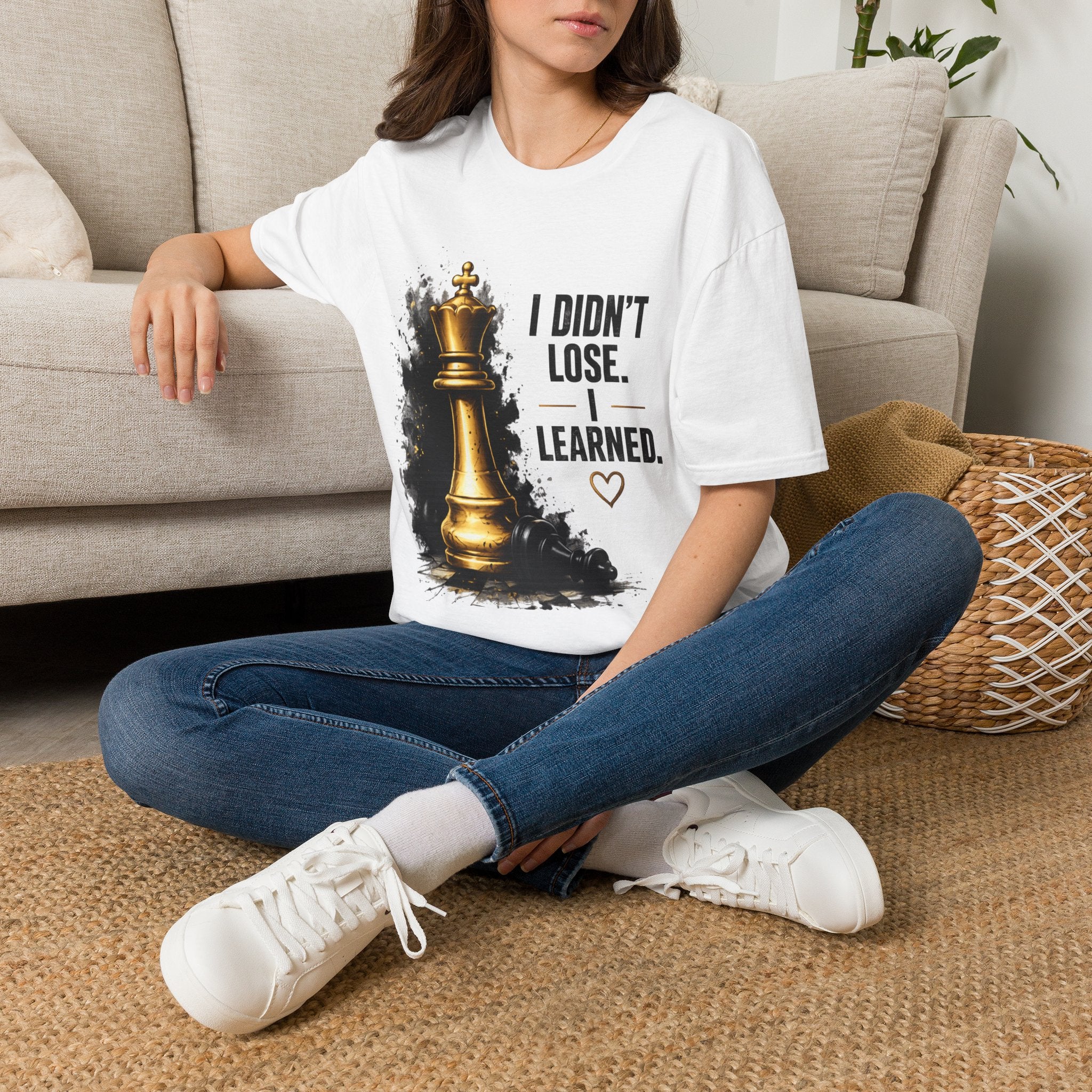 I Didn't Lose I Learned T-Shirt | Gold Chess King Motivational Tee
