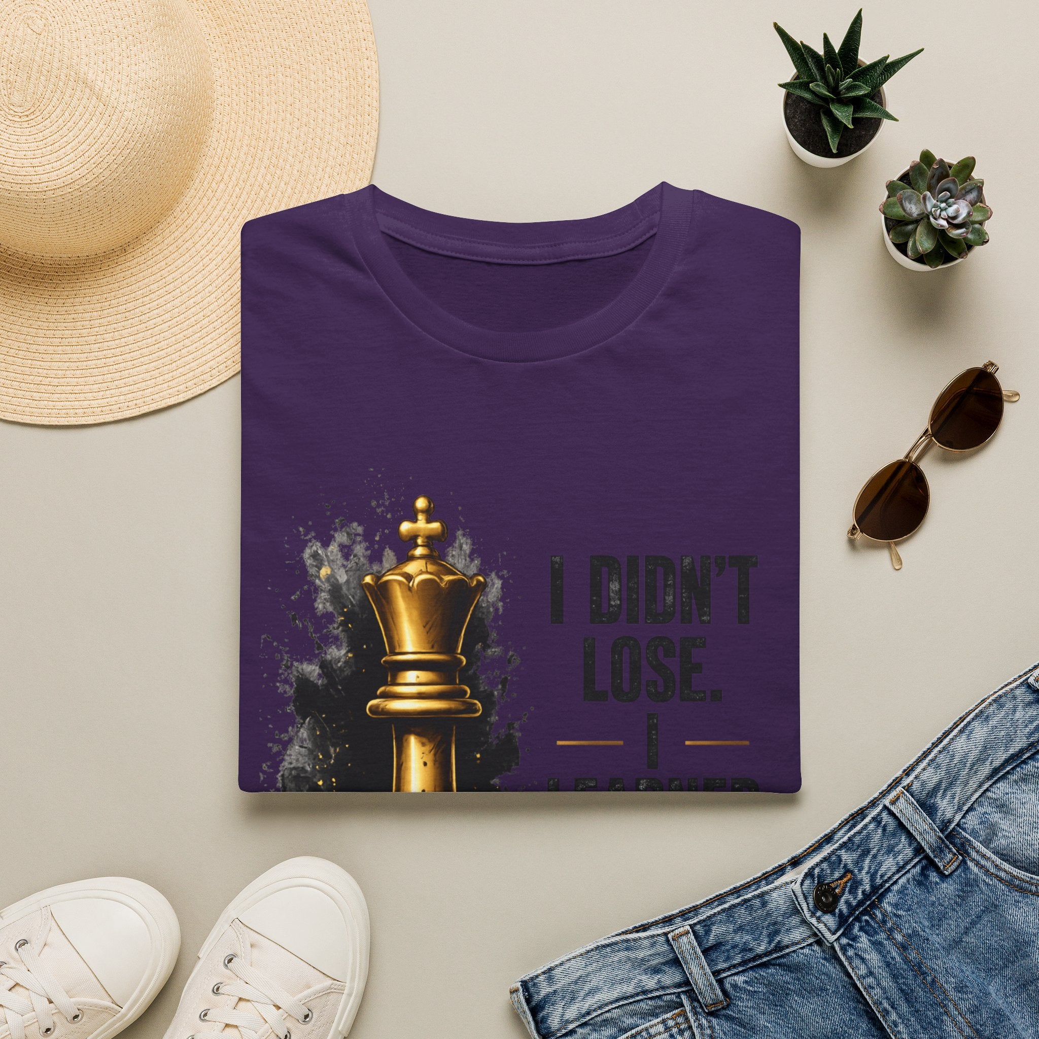 I Didn't Lose I Learned T-Shirt | Gold Chess King Motivational Tee