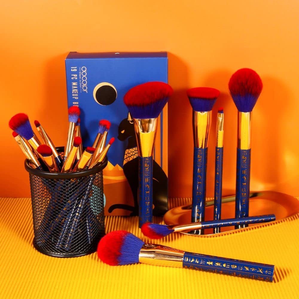 Makeup Brush Set 19Cs -Ancient Egyptian Series, Luxe Design | Professional Makeup Brushes for Foundation, Blush, Bronzer, Contour, Eyeshadow & Powder, Gift Set, Cruelty-Free & Vegan
