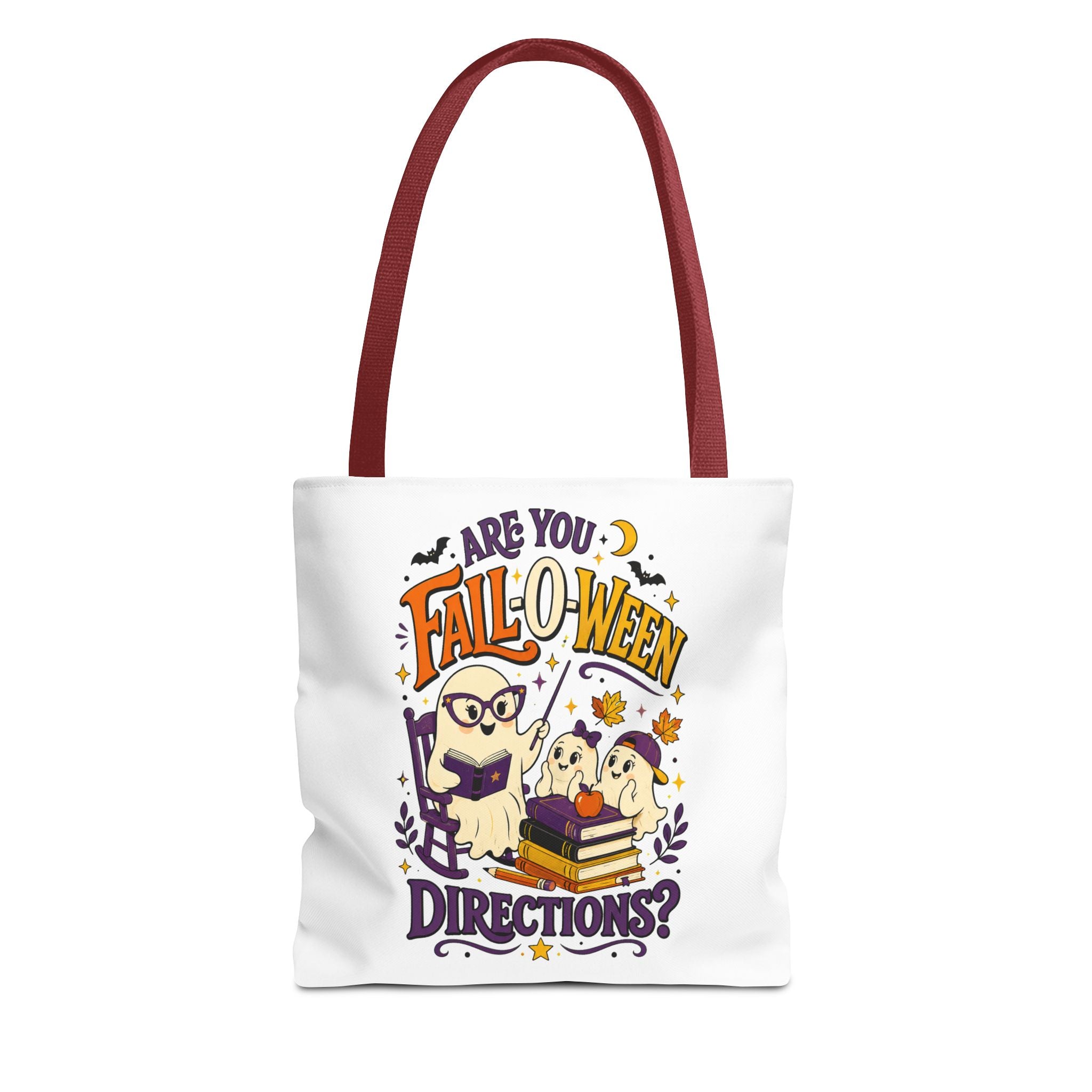 Halloween Tote Bag — "Are You Fall-o-ween Directions?" Cute Spooky Owl & Ghost Trick-or-Treat Tote