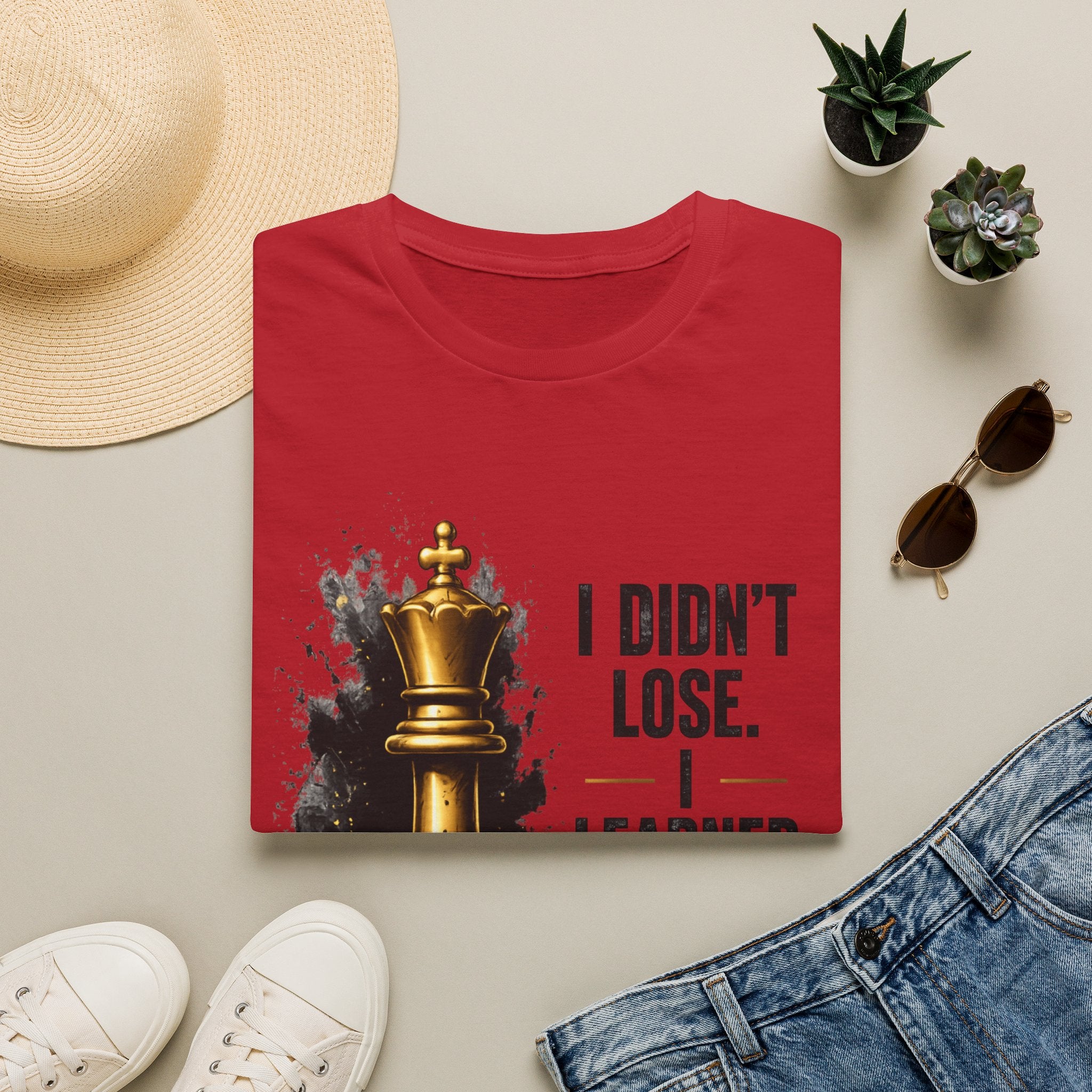 I Didn't Lose I Learned T-Shirt | Gold Chess King Motivational Tee