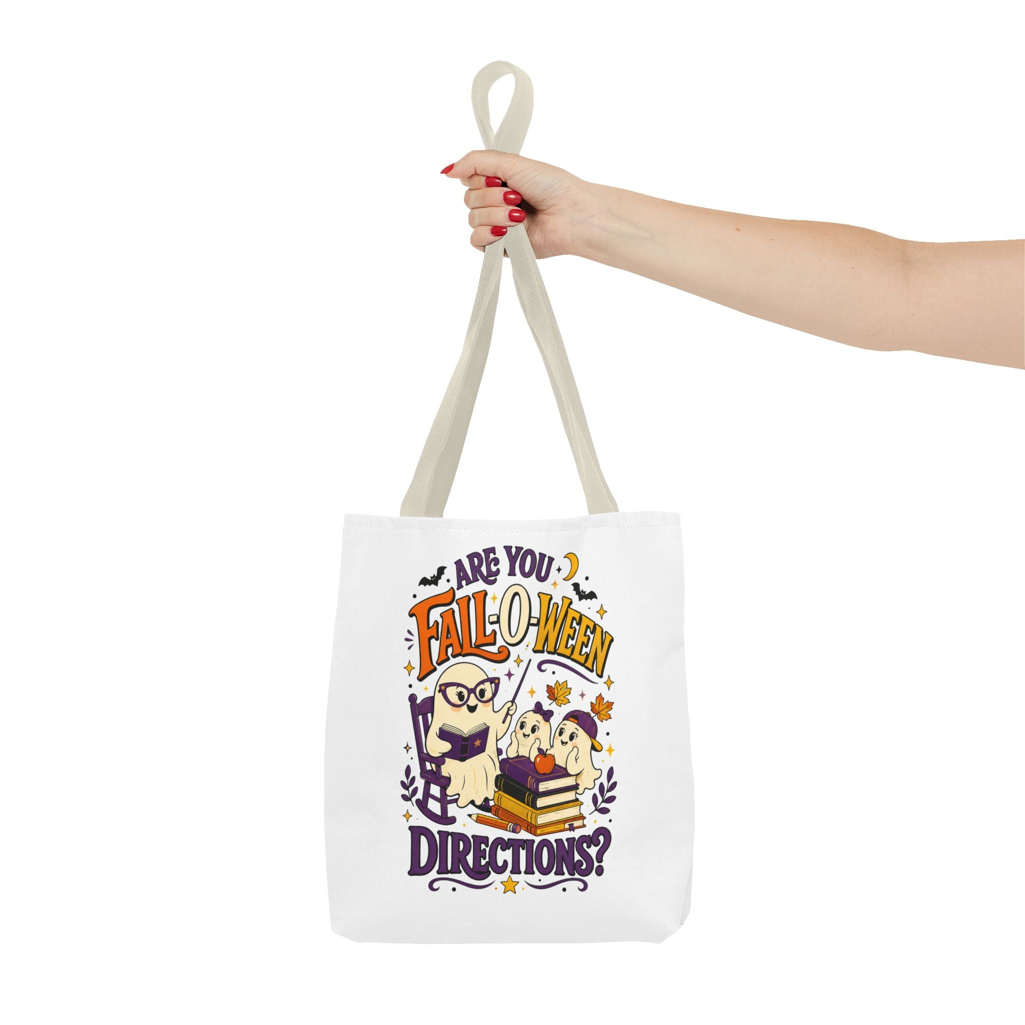 Halloween Tote Bag — "Are You Fall-o-ween Directions?" Cute Spooky Owl & Ghost Trick-or-Treat Tote
