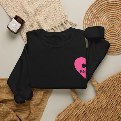 RN Heart Patch Sweatshirt — “I Bring The Meds” Nurse Crewneck
