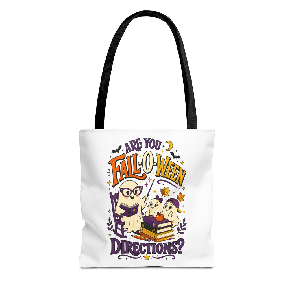 Halloween Tote Bag — "Are You Fall-o-ween Directions?" Cute Spooky Owl & Ghost Trick-or-Treat Tote