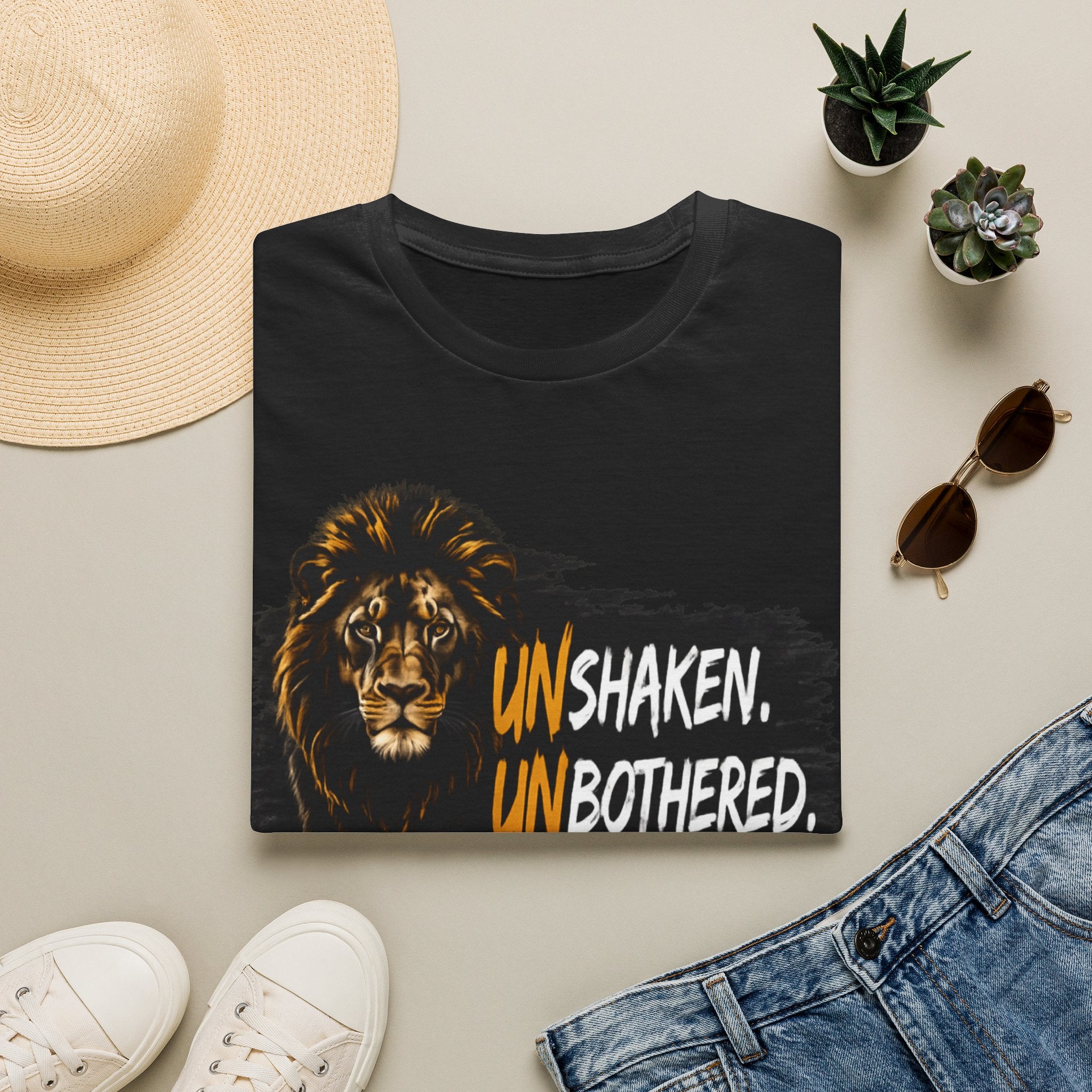 Lion Unshaken Unbothered Unstoppable T-Shirt | Lion Graphic Tee