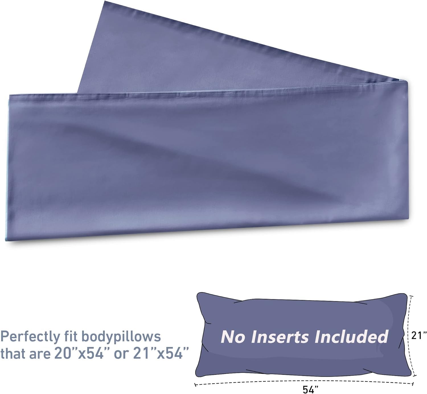 Body Pillow Cover 21X54, 100% Cotton Pillowcase, Steel Blue | 800 Thread Count Cotton Body Pillow Case, Soft Breathable Long Body Pillow Case with Envelope Closure, Set of 1