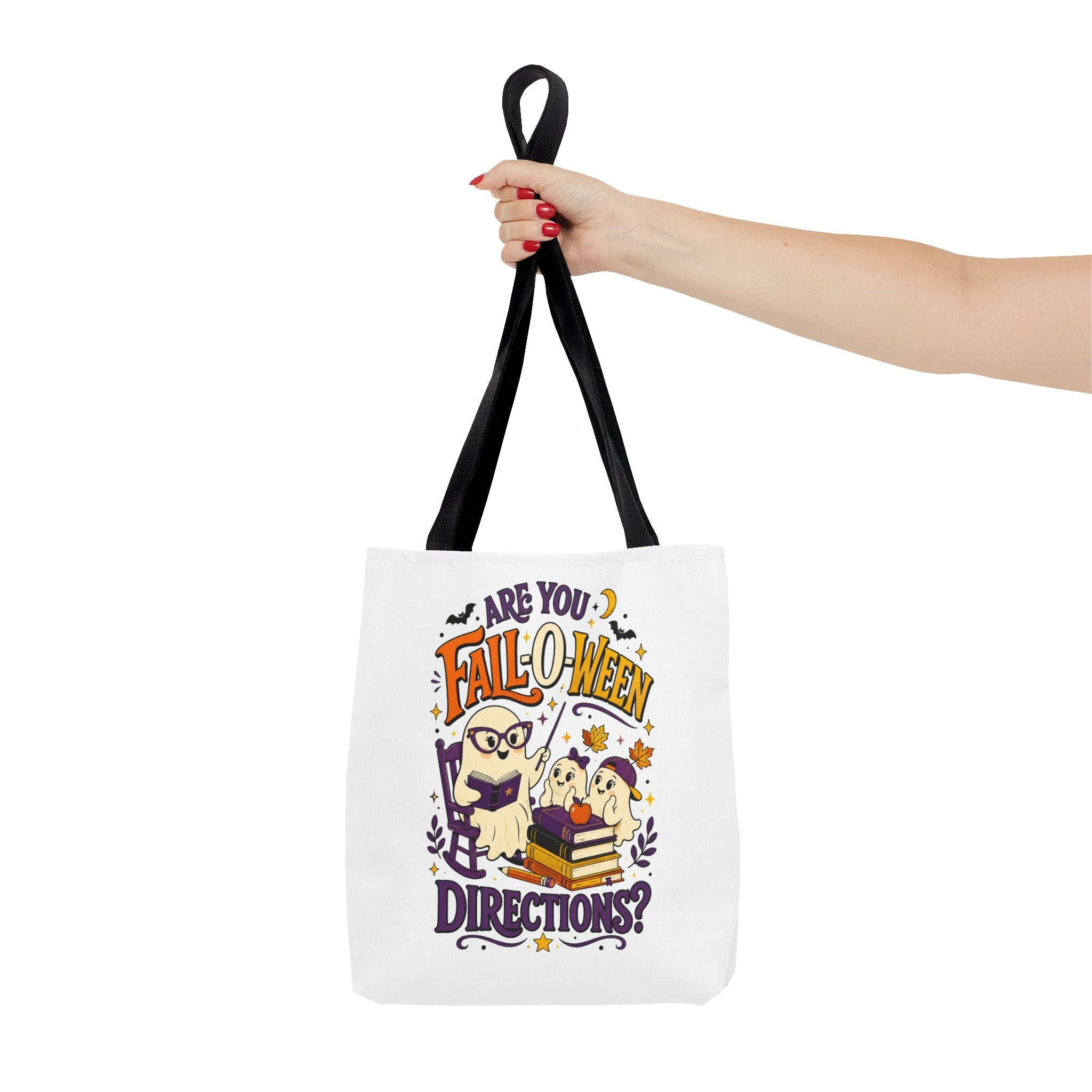 Halloween Tote Bag — "Are You Fall-o-ween Directions?" Cute Spooky Owl & Ghost Trick-or-Treat Tote