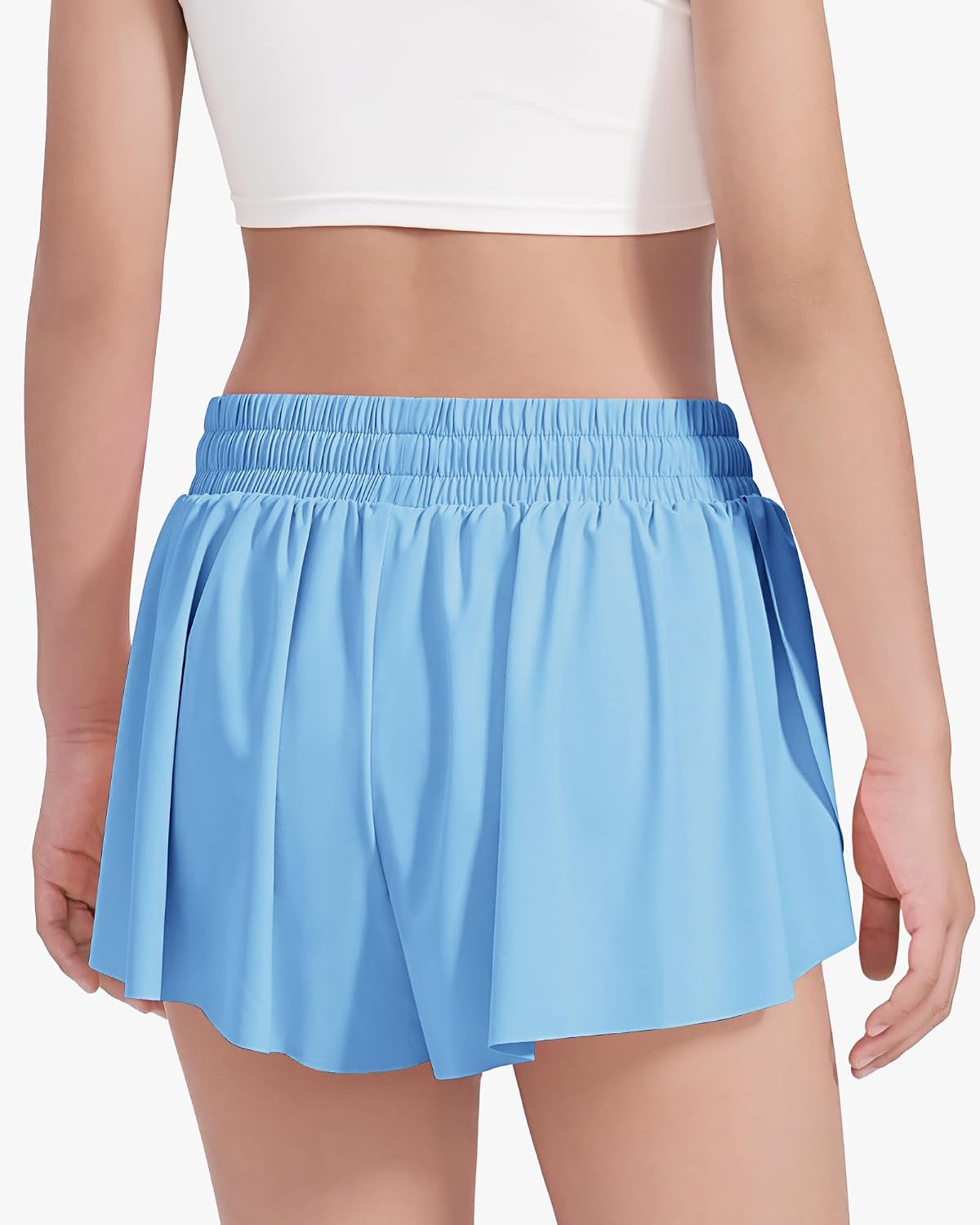 Girls Butterfly Shorts Flowy Athletic Shorts for Dance Cheer 5-14Y | Kids Skorts Preppy Shorts with Pocket Cool Material