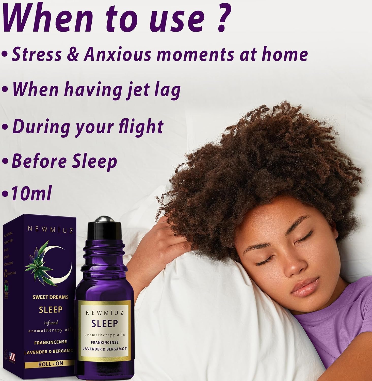 Sleep Well Roll on Essential Oil anti Stress Calming Aromatherapy Stick Blend Lavender Bergamot Frankincense Destress Relaxation Stress Gift for Women