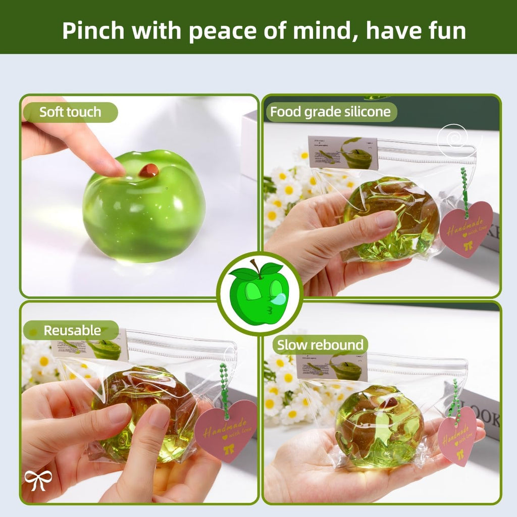 Sticky Apple Taba Clear Squishy Toy, Non-Toxic Silicone Stress Fidget Toy | Skin Friendly Silicone Squeeze Toy Relieves Stress at Home, Work and Travel.Good Sensory Gift for Ages 3+ Kids and Adults