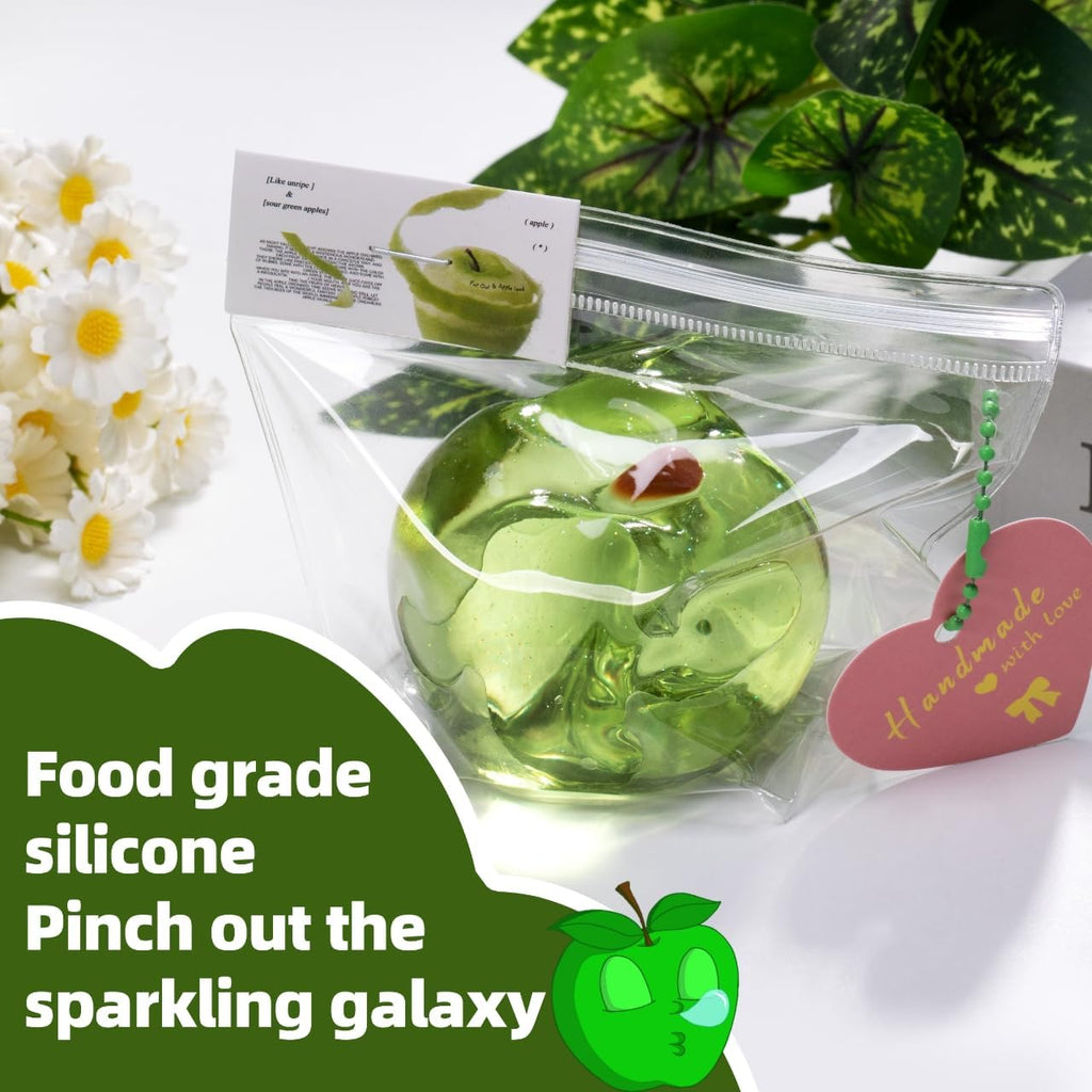 Sticky Apple Taba Clear Squishy Toy, Non-Toxic Silicone Stress Fidget Toy | Skin Friendly Silicone Squeeze Toy Relieves Stress at Home, Work and Travel.Good Sensory Gift for Ages 3+ Kids and Adults