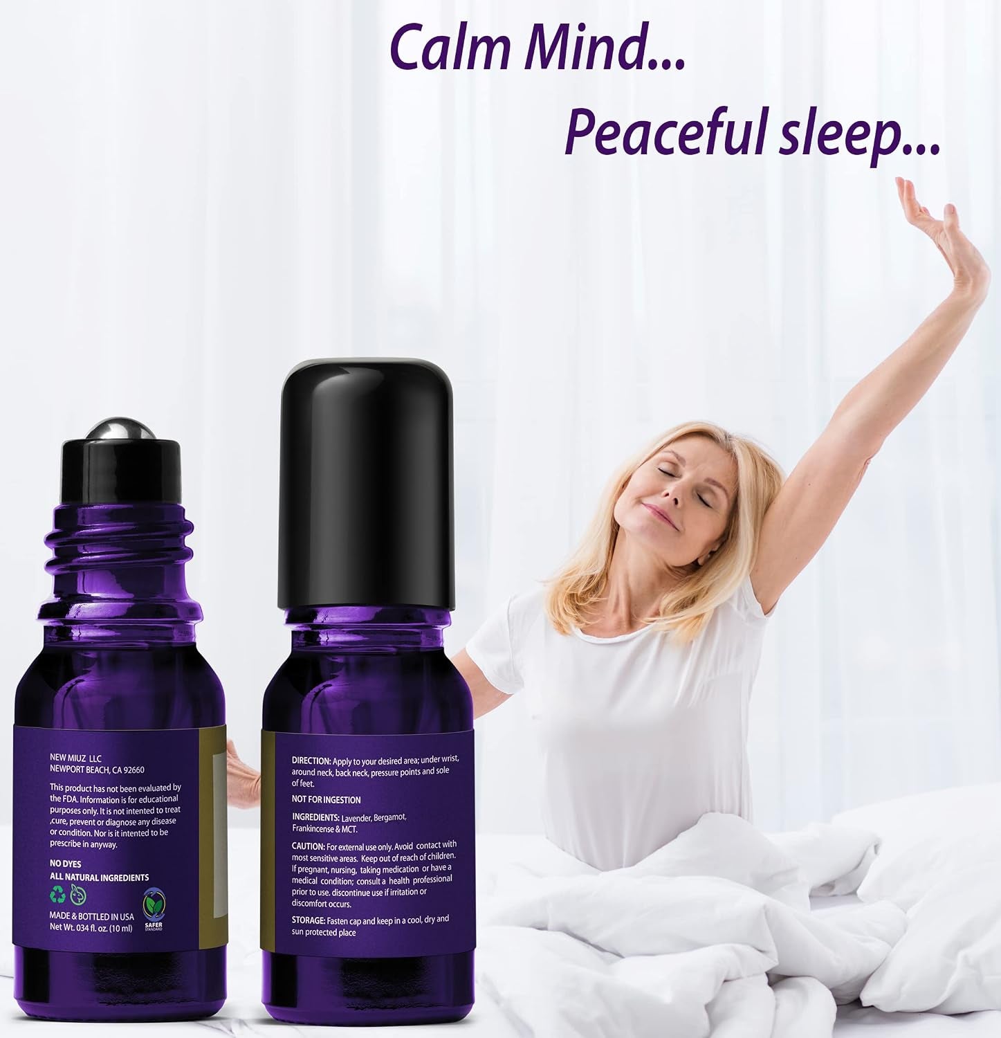 Sleep Well Roll on Essential Oil anti Stress Calming Aromatherapy Stick Blend Lavender Bergamot Frankincense Destress Relaxation Stress Gift for Women