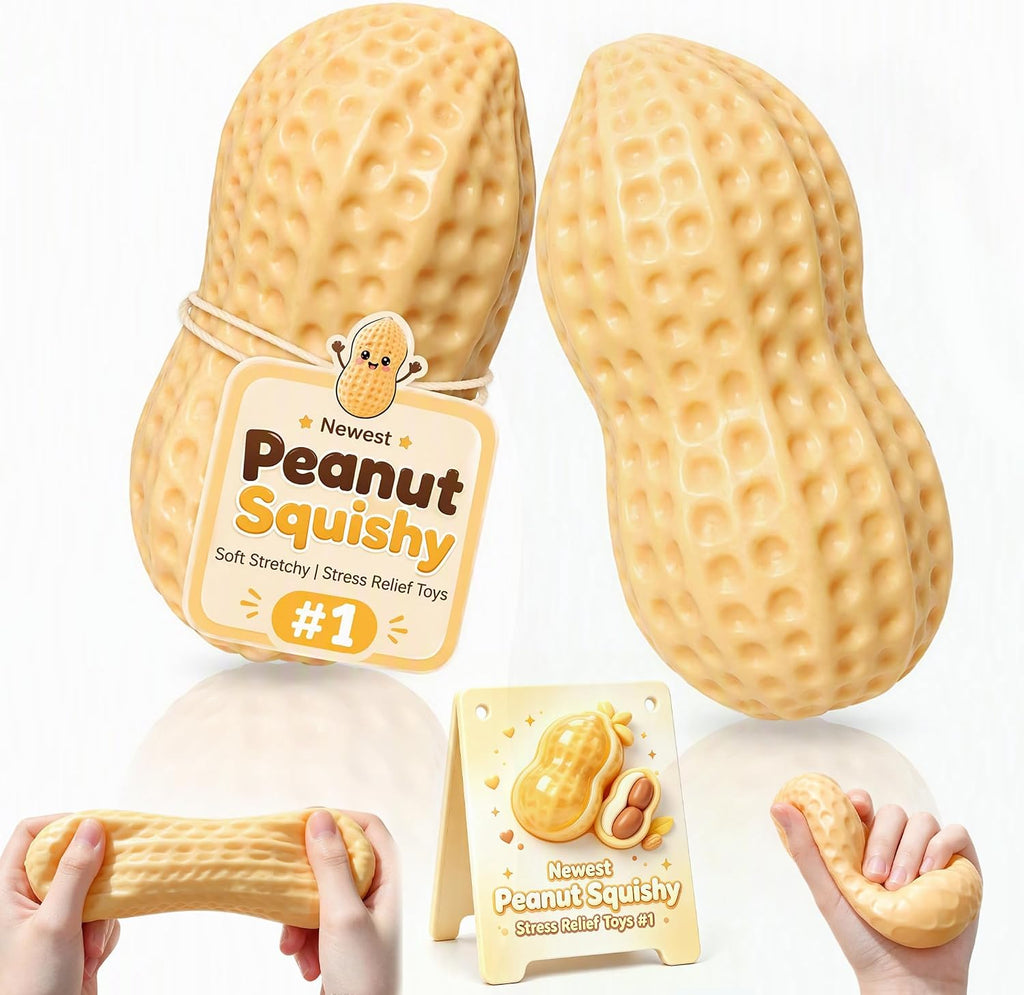 2Pcs Peanut Squishy Fidget Toys,Slow Rise Squeeze Toys for Stress Relief | Soft Stretchy Peanut Squishy,Slow Rising Squishy Toys,Fun Squeezy Sensory Toys,Stress Anxiety Party Favors Gift for Adult Kid