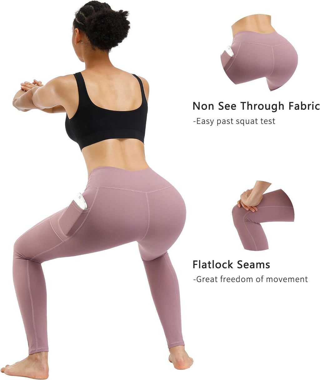 2 Pack High Waist Yoga Pants with Pockets Workout Leggings Women | Tummy Control Leggings for Women, Breathable Fabric, 4-Way Stretch, Workout, Fitness, Running, Yoga, Compression Leggings