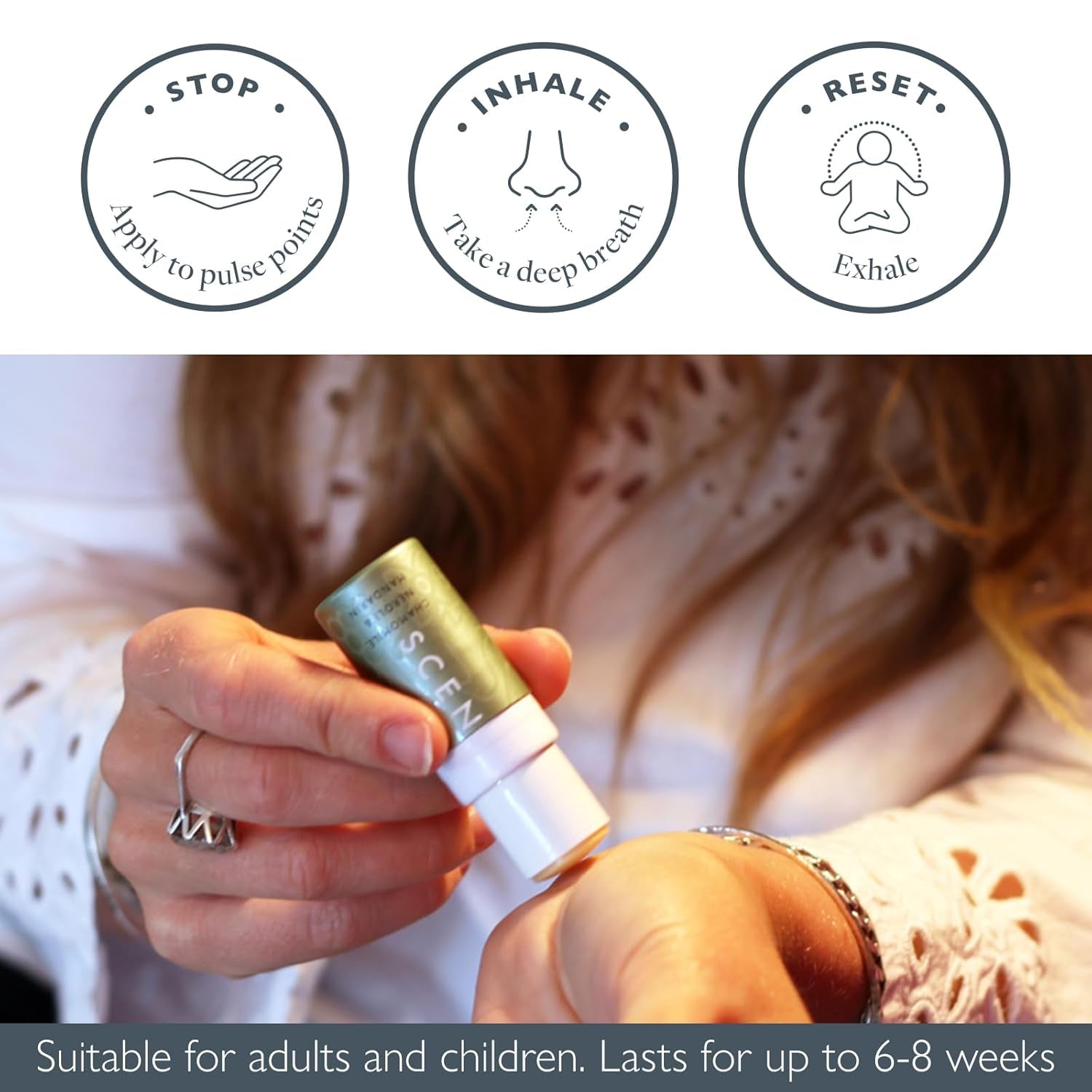 Aromatherapy Stress Relief Balm Stick - De Stress Essential Oil Roll on Calm Carry for Relaxation - Natural Stress Reliever - Chamomile, Cedarwood, Rosemary - Destress Gifts for Women