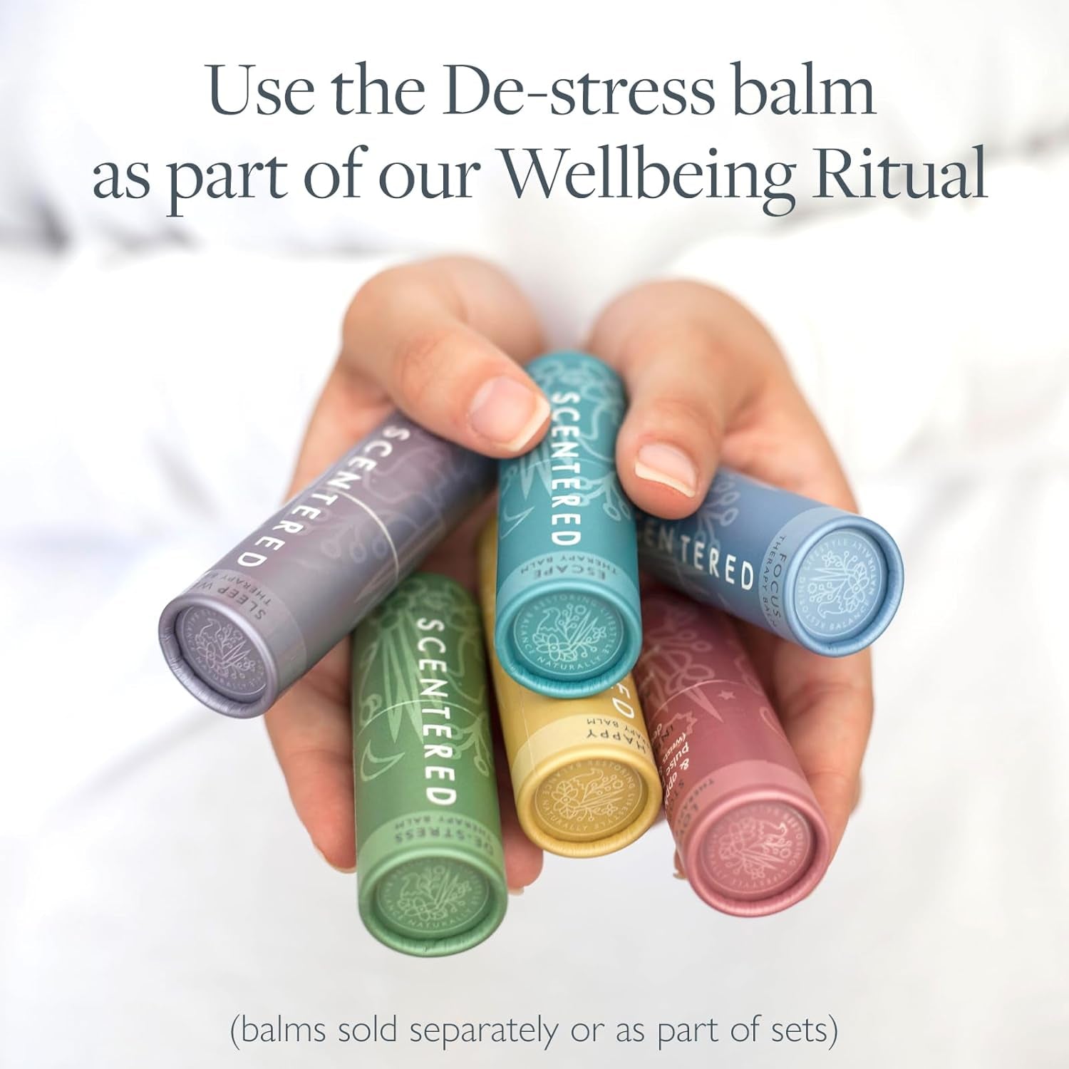 Aromatherapy Stress Relief Balm Stick - De Stress Essential Oil Roll on Calm Carry for Relaxation - Natural Stress Reliever - Chamomile, Cedarwood, Rosemary - Destress Gifts for Women