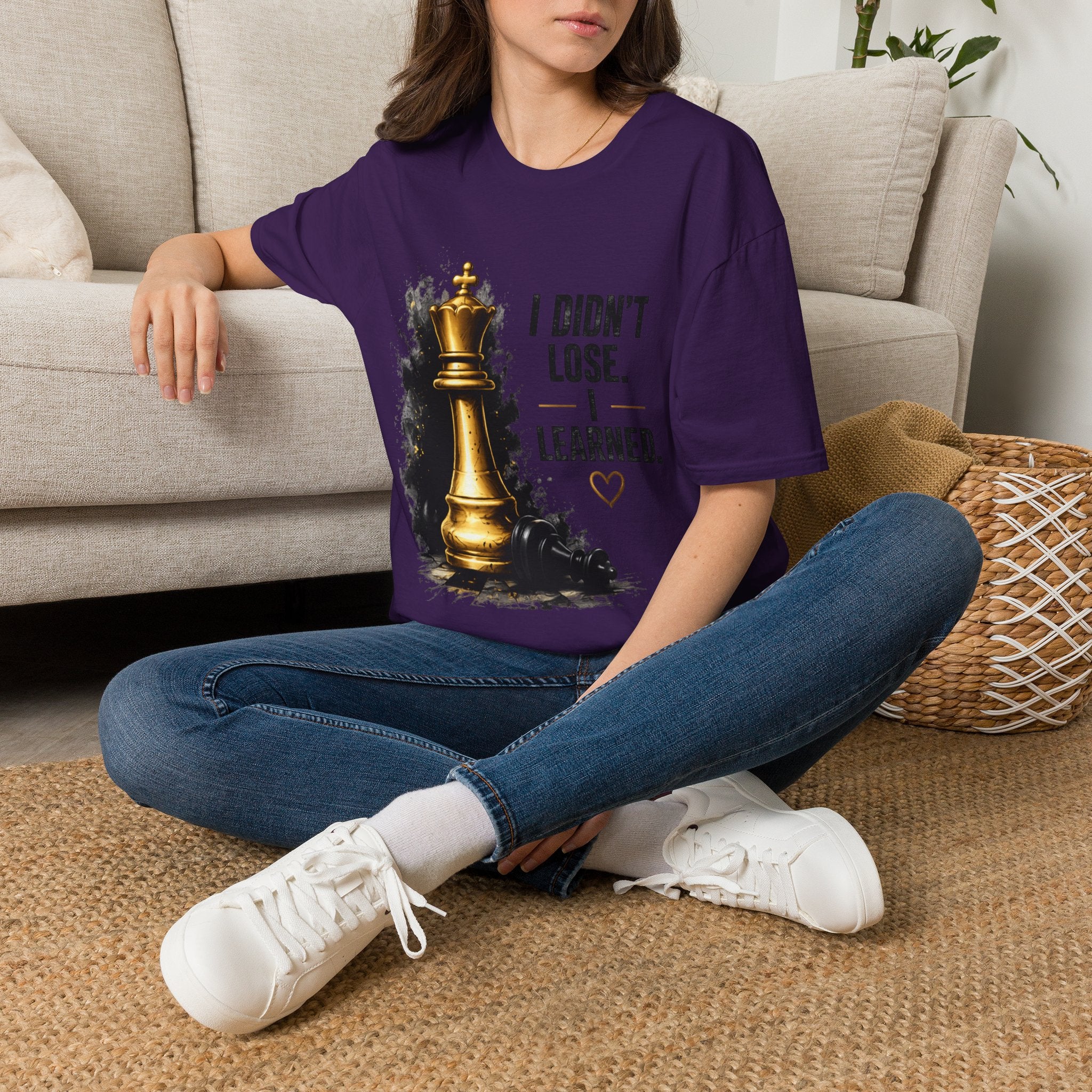 I Didn't Lose I Learned T-Shirt | Gold Chess King Motivational Tee