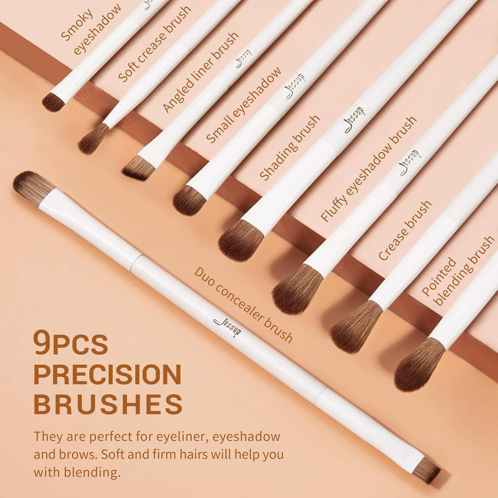 Makeup Brushes 14Pcs Makeup Brush Set Premium Synthetic Powder Foundation Contour Blush Concealer Eye Shadow Blending Liner Make up Brush Kit Light Grey T329