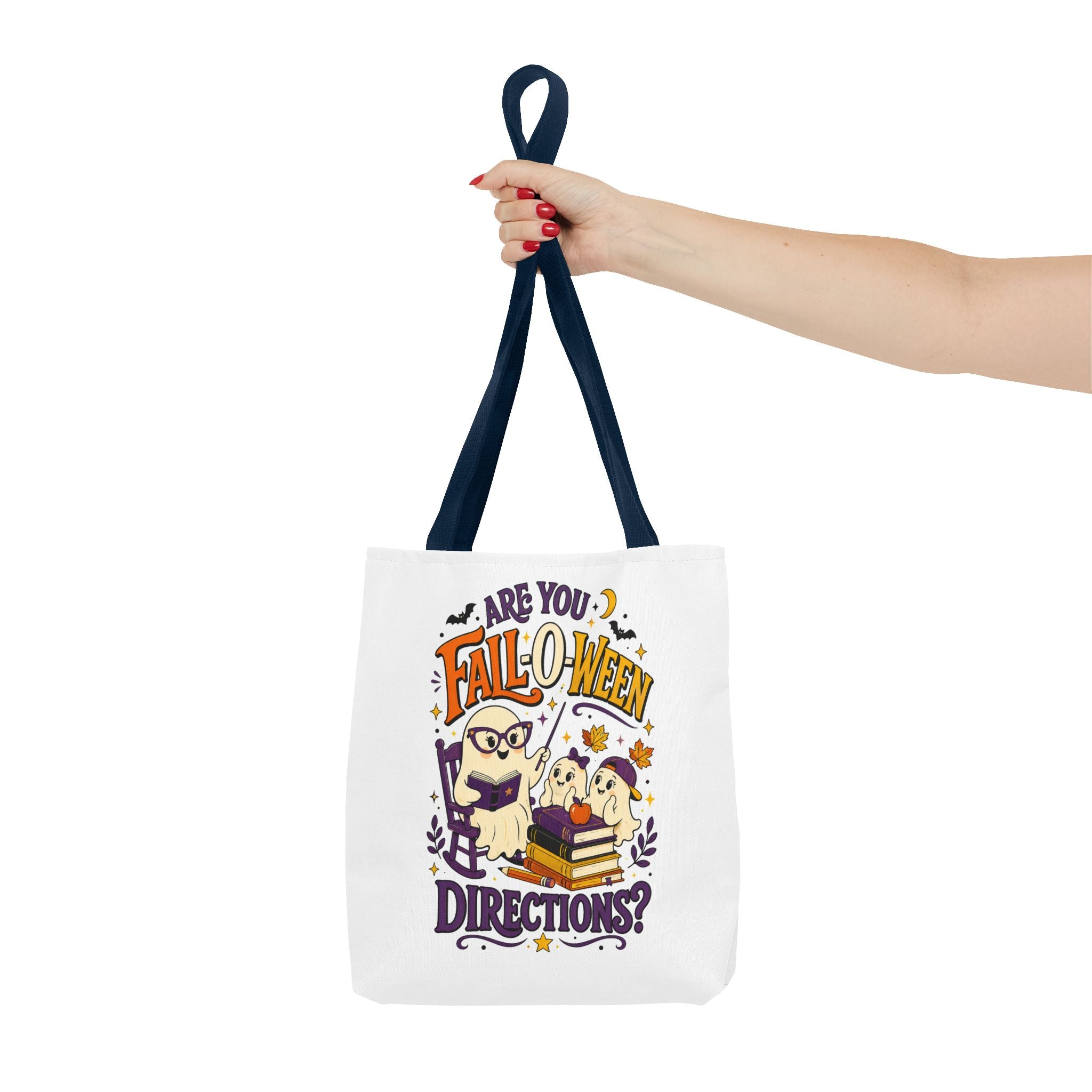 Halloween Tote Bag — "Are You Fall-o-ween Directions?" Cute Spooky Owl & Ghost Trick-or-Treat Tote