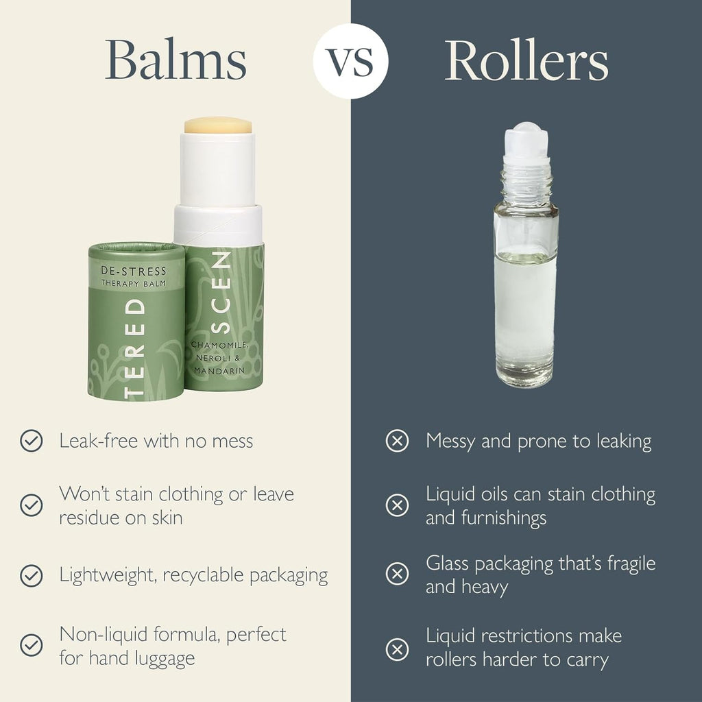 Aromatherapy Stress Relief Balm Stick - De Stress Essential Oil Roll on Calm Carry for Relaxation - Natural Stress Reliever - Chamomile, Cedarwood, Rosemary - Destress Gifts for Women