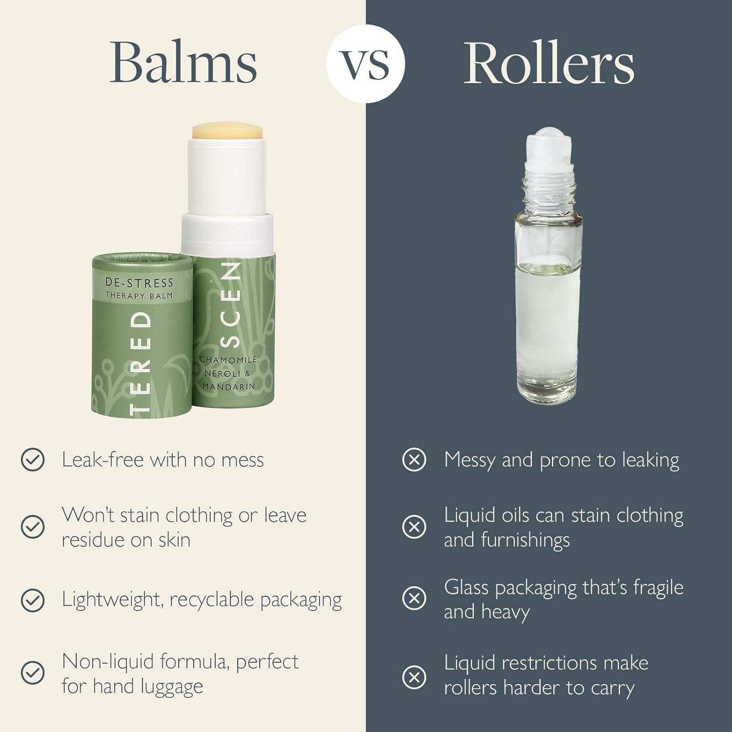 Aromatherapy Stress Relief Balm Stick - De Stress Essential Oil Roll on Calm Carry for Relaxation - Natural Stress Reliever - Chamomile, Cedarwood, Rosemary - Destress Gifts for Women