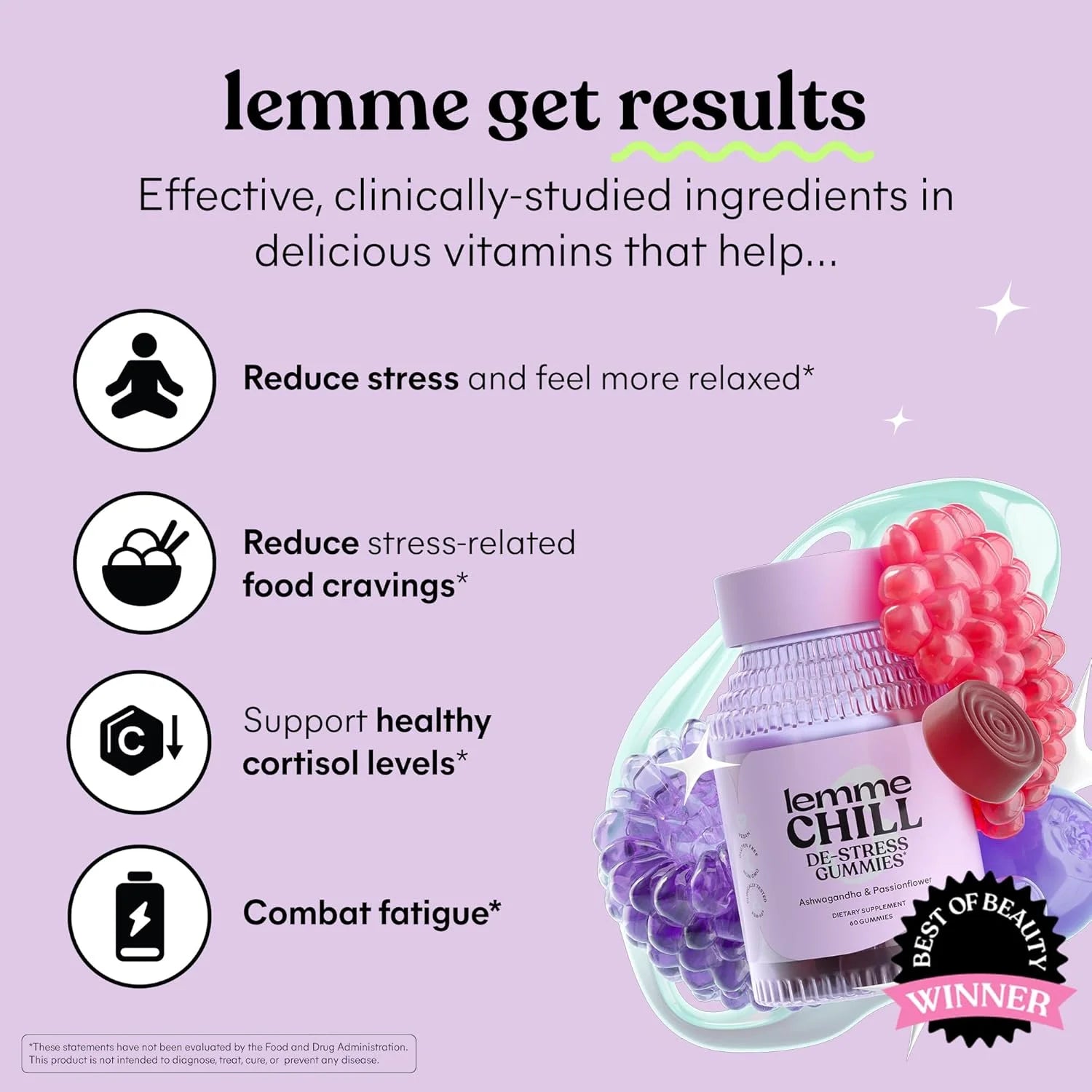 Chill De-Stress Gummies, Mixed Berry Flavored, 60 Count