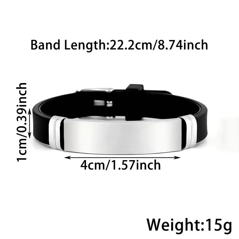 Inspirational Anxiety Relief Adjustable Silicone Bracelet Stainless Steel Quote Mental Health Awareness Gift For Women Men