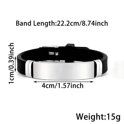 Inspirational Anxiety Relief Adjustable Silicone Bracelet Stainless Steel Quote Mental Health Awareness Gift For Women Men
