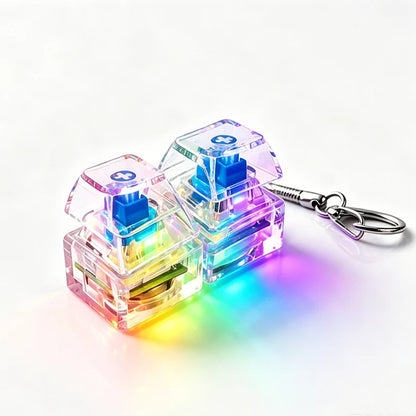 LED Glowing Keyboard Keychain Fingertip Stress Relief Toys Uncompressed Buttons Keyring Student Schoolbag Pendent Gifts