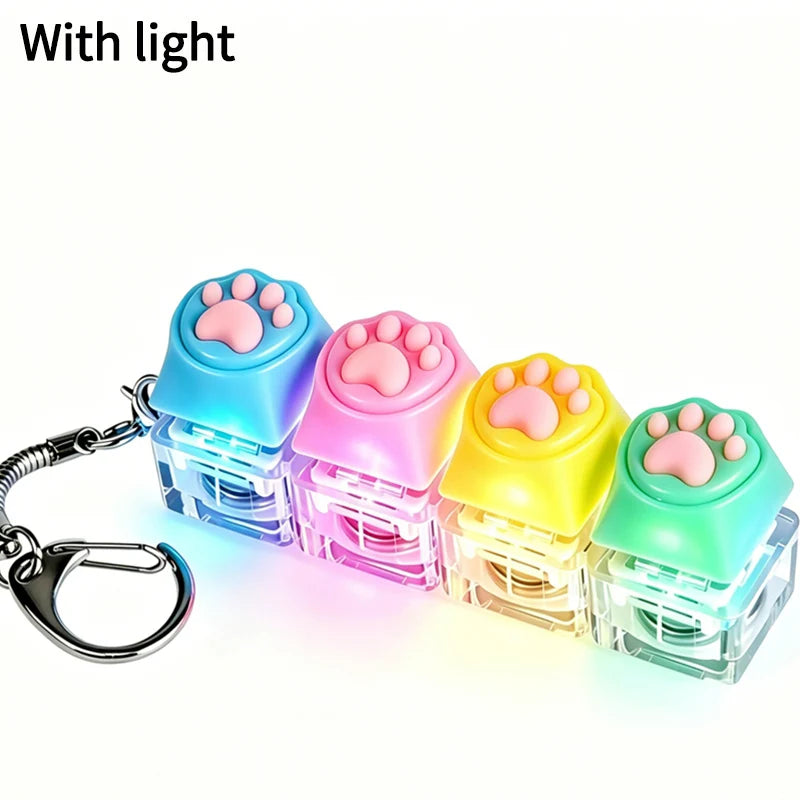 LED Glowing Keyboard Keychain Fingertip Stress Relief Toys Uncompressed Buttons Keyring Student Schoolbag Pendent Gifts