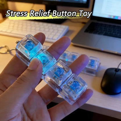 LED Glowing Keyboard Keychain Fingertip Stress Relief Toys Uncompressed Buttons Keyring Student Schoolbag Pendent Gifts