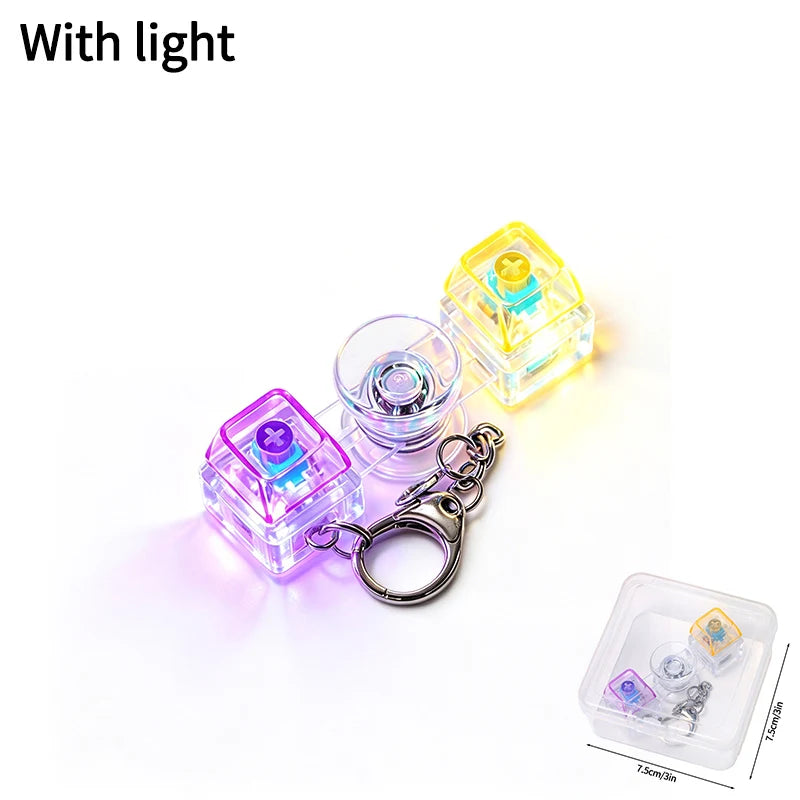 LED Glowing Keyboard Keychain Fingertip Stress Relief Toys Uncompressed Buttons Keyring Student Schoolbag Pendent Gifts