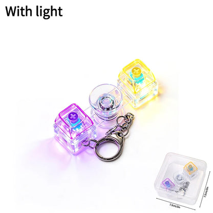 LED Glowing Keyboard Keychain Fingertip Stress Relief Toys Uncompressed Buttons Keyring Student Schoolbag Pendent Gifts