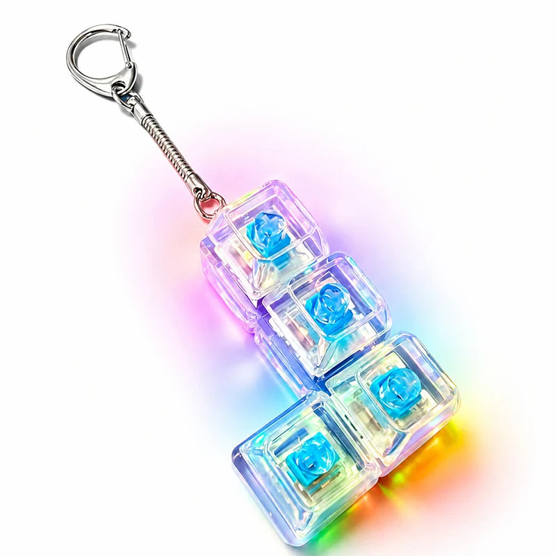 LED Glowing Keyboard Keychain Fingertip Stress Relief Toys Uncompressed Buttons Keyring Student Schoolbag Pendent Gifts