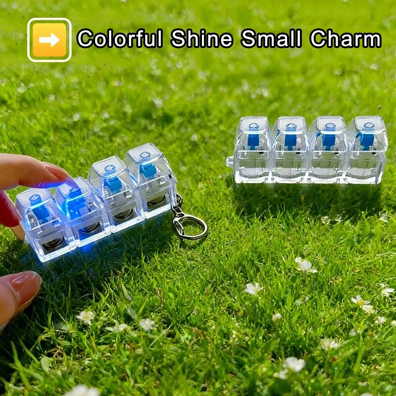 LED Glowing Keyboard Keychain Fingertip Stress Relief Toys Uncompressed Buttons Keyring Student Schoolbag Pendent Gifts