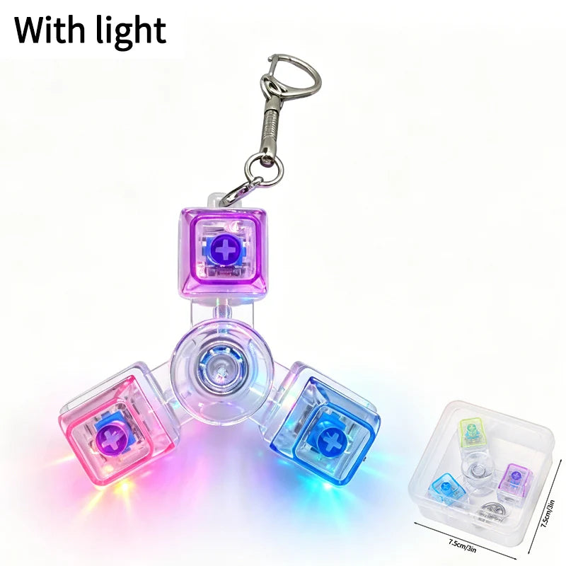 LED Glowing Keyboard Keychain Fingertip Stress Relief Toys Uncompressed Buttons Keyring Student Schoolbag Pendent Gifts
