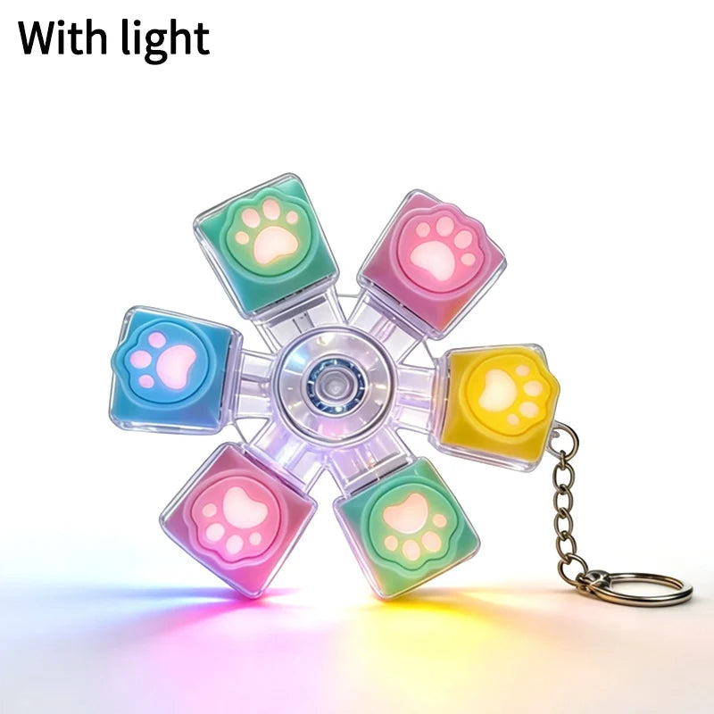 LED Glowing Keyboard Keychain Fingertip Stress Relief Toys Uncompressed Buttons Keyring Student Schoolbag Pendent Gifts