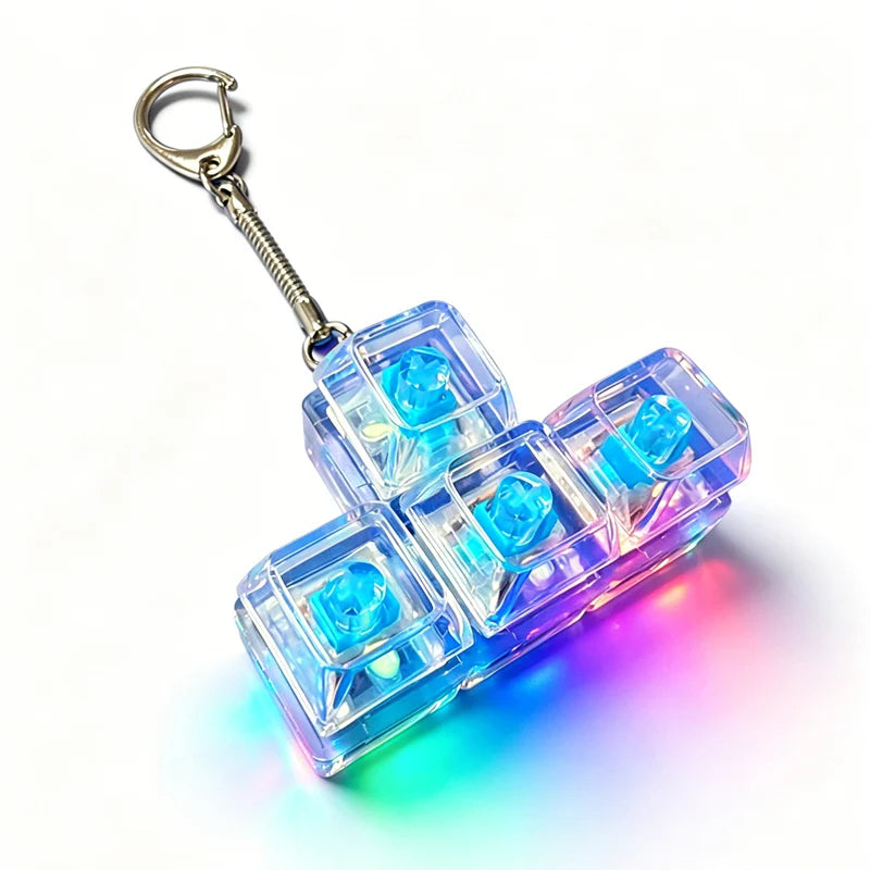 LED Glowing Keyboard Keychain Fingertip Stress Relief Toys Uncompressed Buttons Keyring Student Schoolbag Pendent Gifts