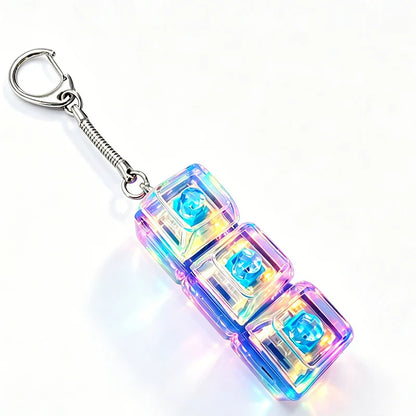 LED Glowing Keyboard Keychain Fingertip Stress Relief Toys Uncompressed Buttons Keyring Student Schoolbag Pendent Gifts