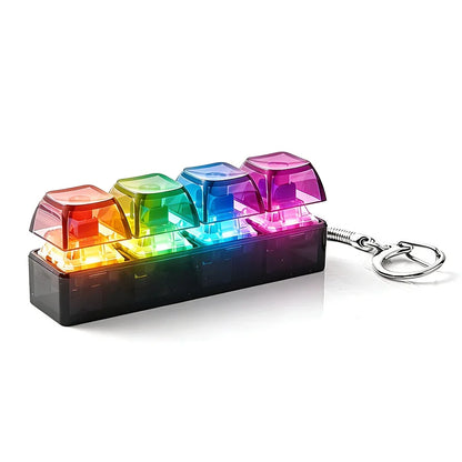 LED Glowing Keyboard Keychain Fingertip Stress Relief Toys Uncompressed Buttons Keyring Student Schoolbag Pendent Gifts
