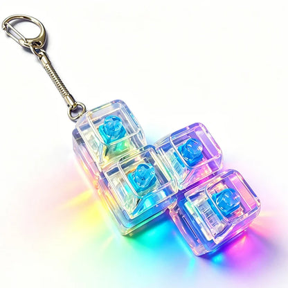LED Glowing Keyboard Keychain Fingertip Stress Relief Toys Uncompressed Buttons Keyring Student Schoolbag Pendent Gifts