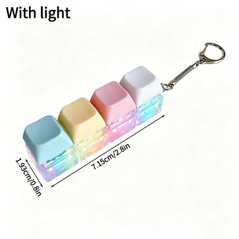 LED Glowing Keyboard Keychain Fingertip Stress Relief Toys Uncompressed Buttons Keyring Student Schoolbag Pendent Gifts